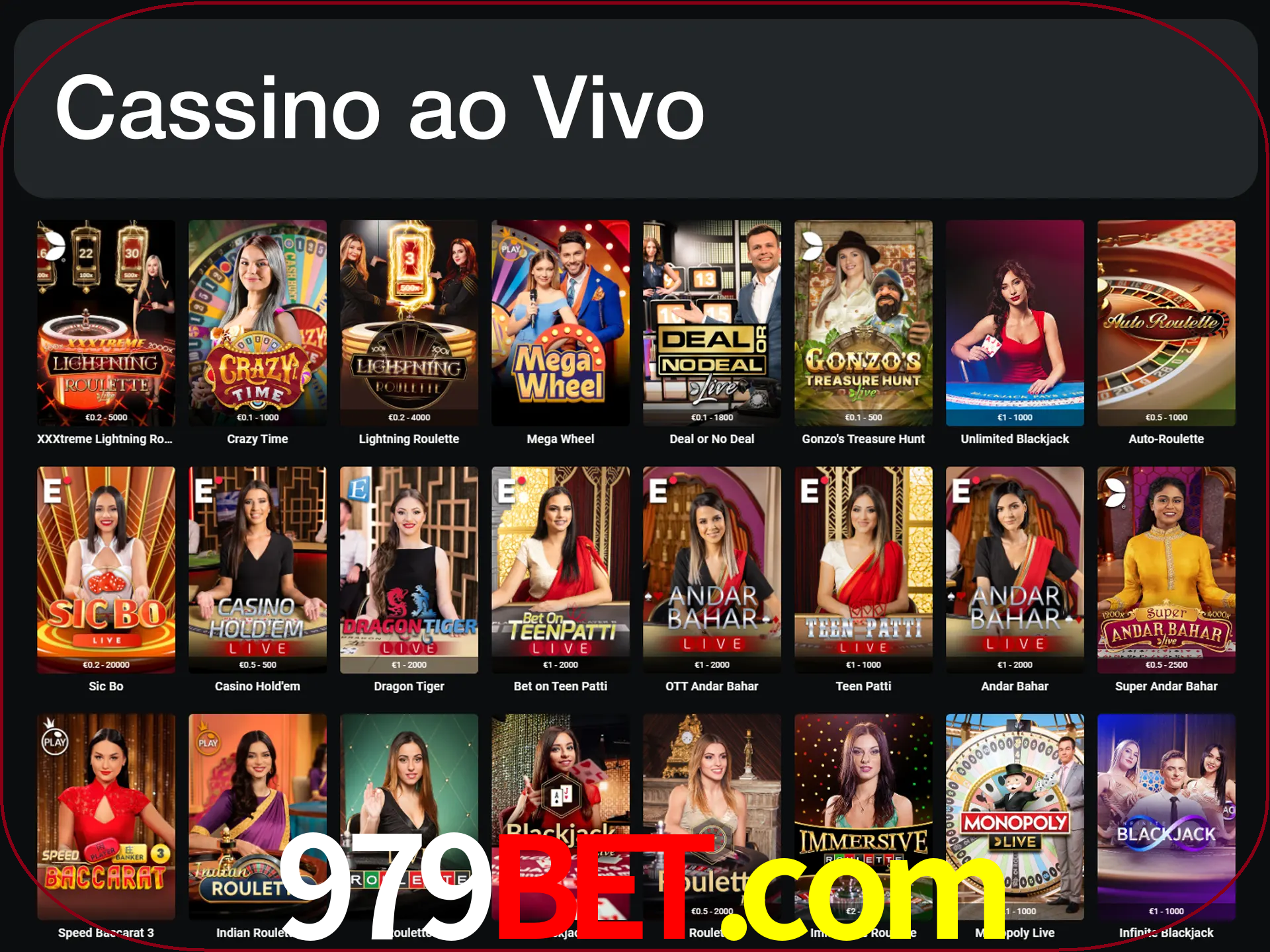 Jogue jogos de cassino com um verdadeiro dealer.