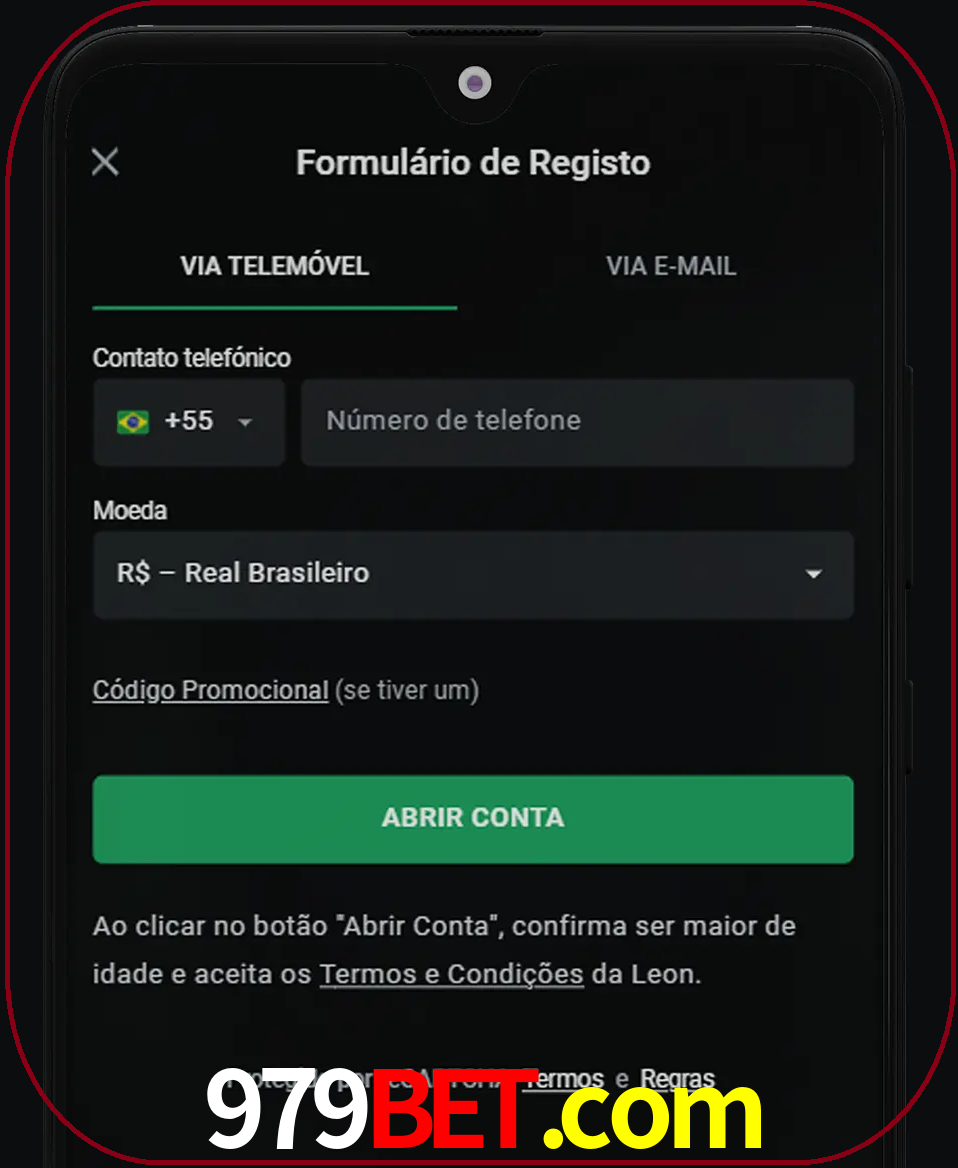 Abra o aplicativo e inicie o processo de registro.